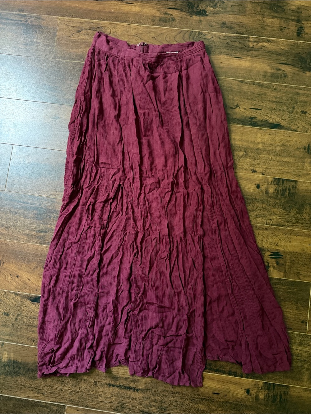 Women’s Burgundy Maxi Slit Skirt - Lightweight Flowing Silhouette